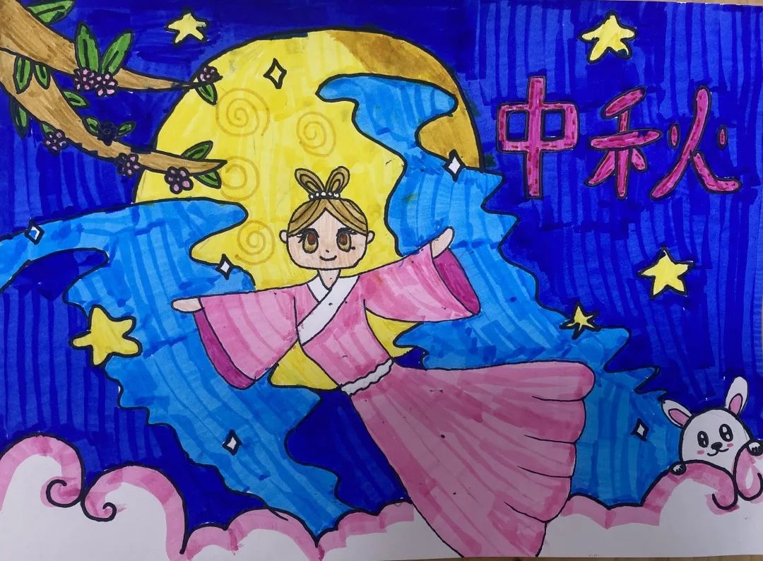 中秋节主题绘画作品《嫦娥》